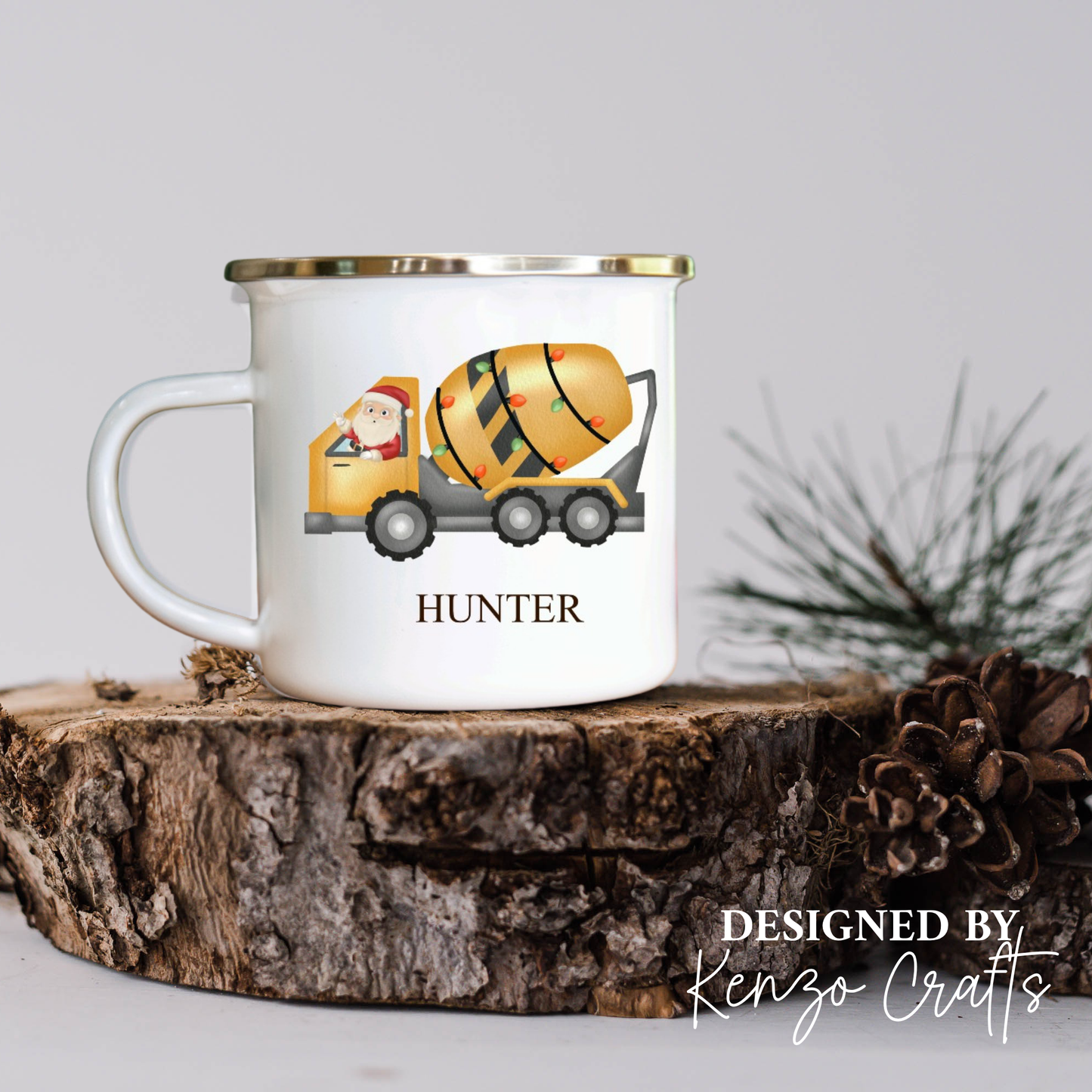Personalised Children's Christmas Santa Construction Mug