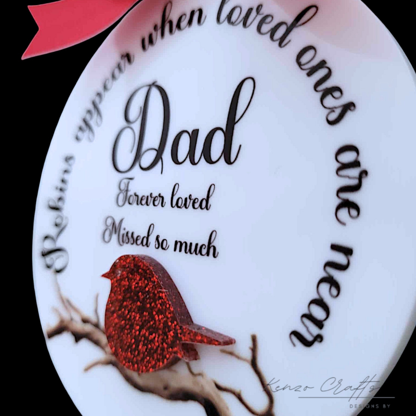Personalised Memorial Robin Christmas Tree Bauble | Robins Appear