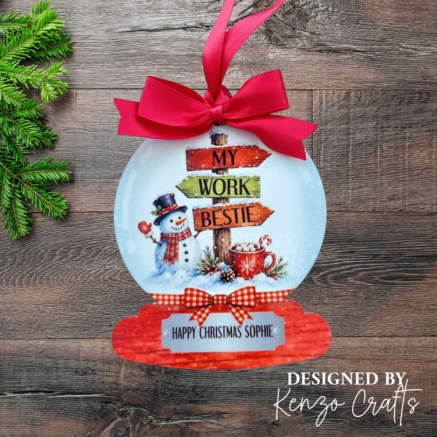 Personalised Work Colleague Bestie Christmas Tree Ornament