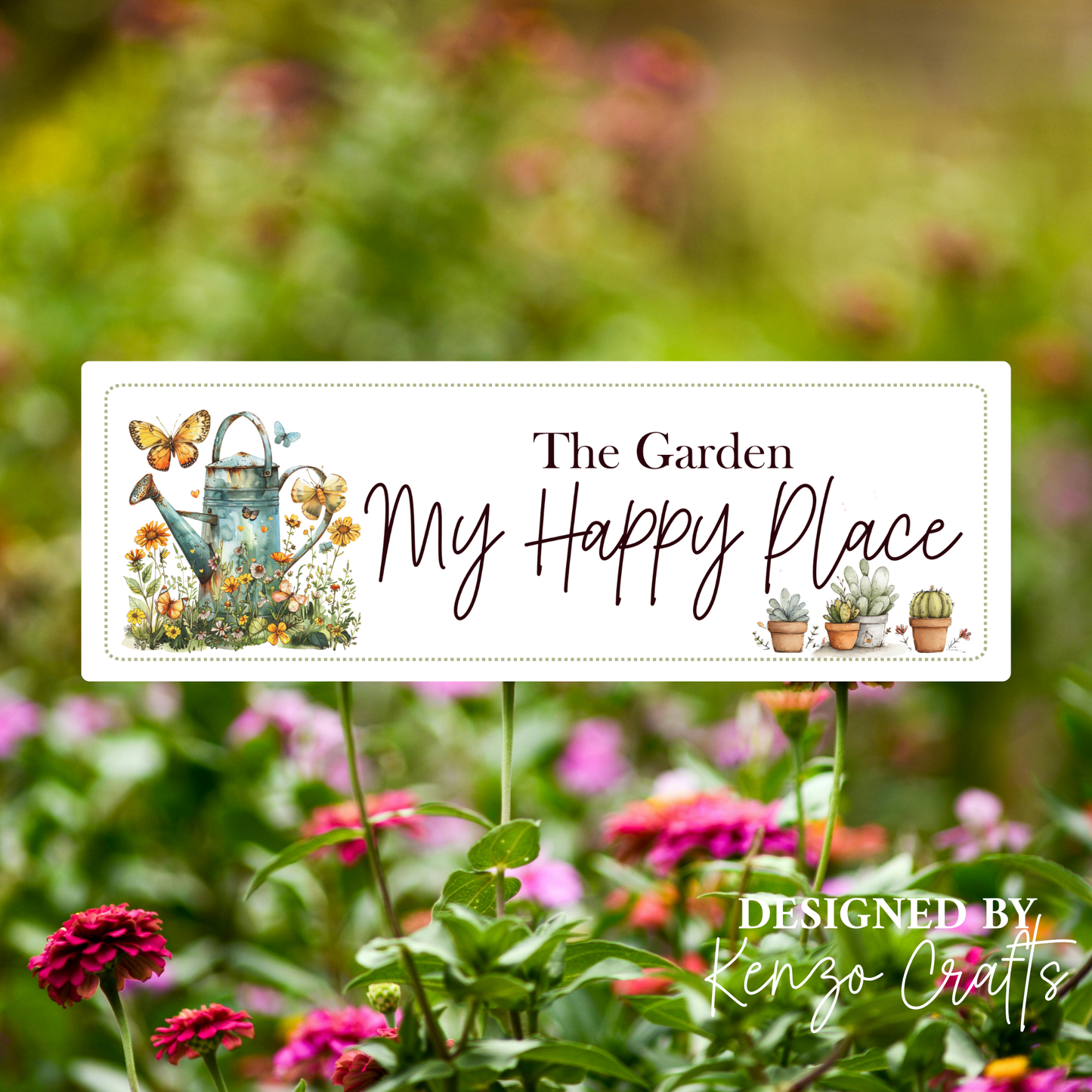 Personalised 'My Happy Place' Acrylic Garden Sign | Outdoor Plaque