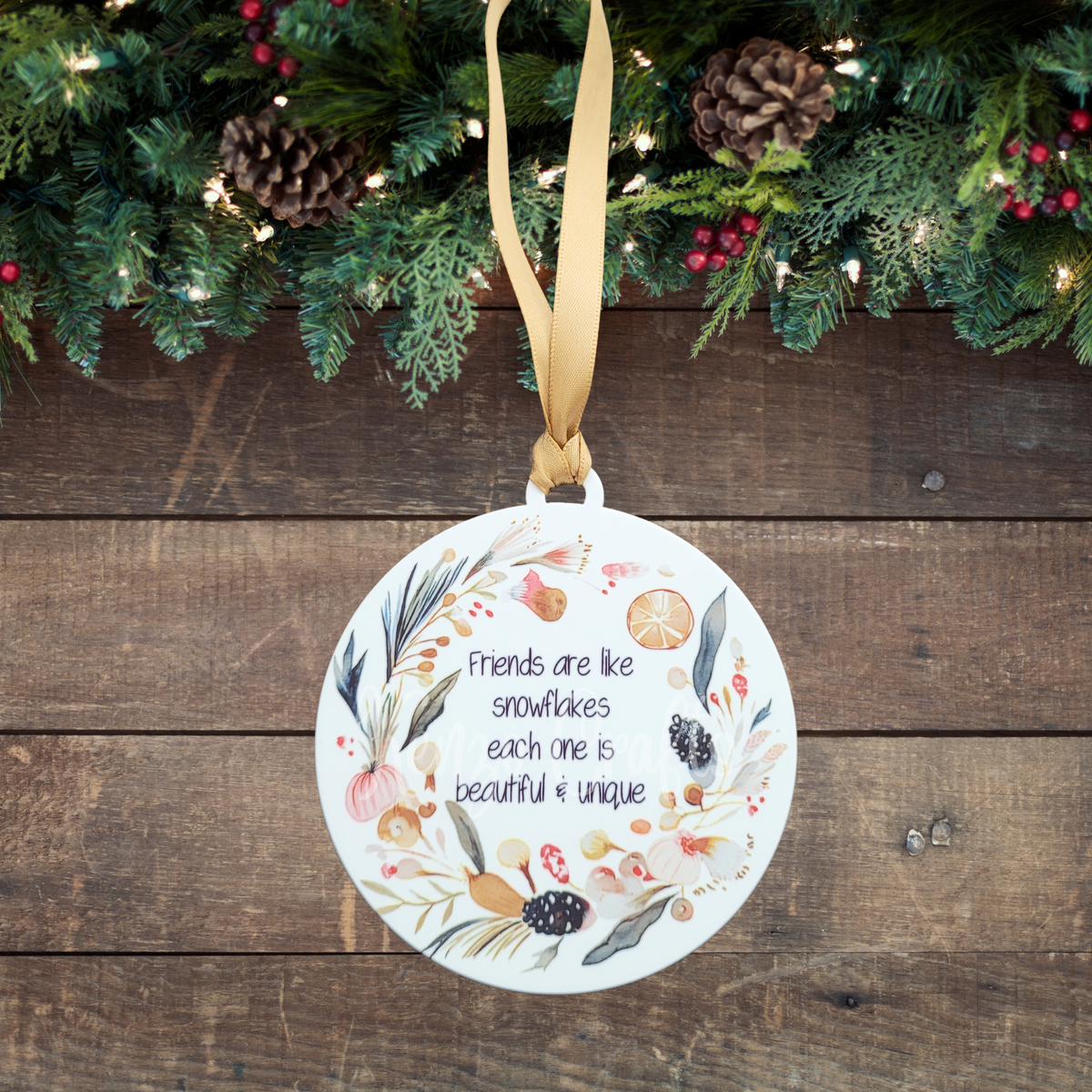 Friends Are Like Snowflakes Personalised Christmas Wreath Ornament