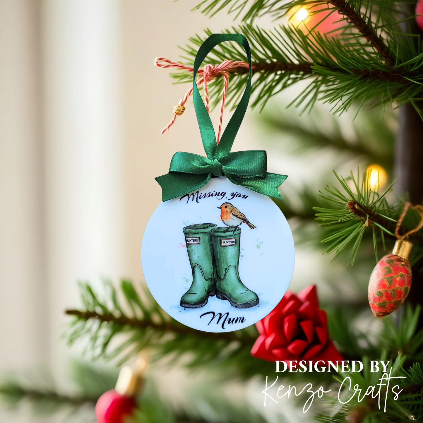 Personalised Wellington Boots Acrylic Memorial Bauble