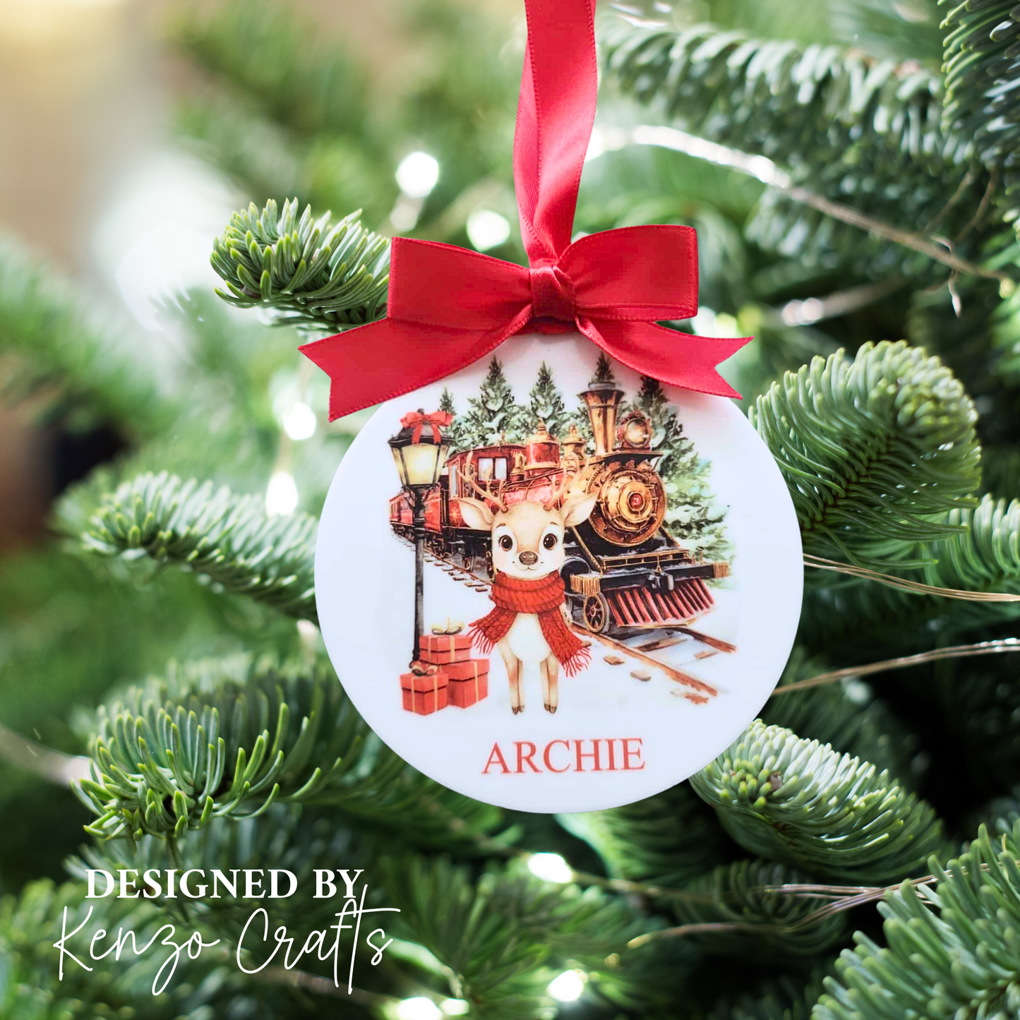 Personalised Polar Express Christmas Bauble - Children's Tree Decoration