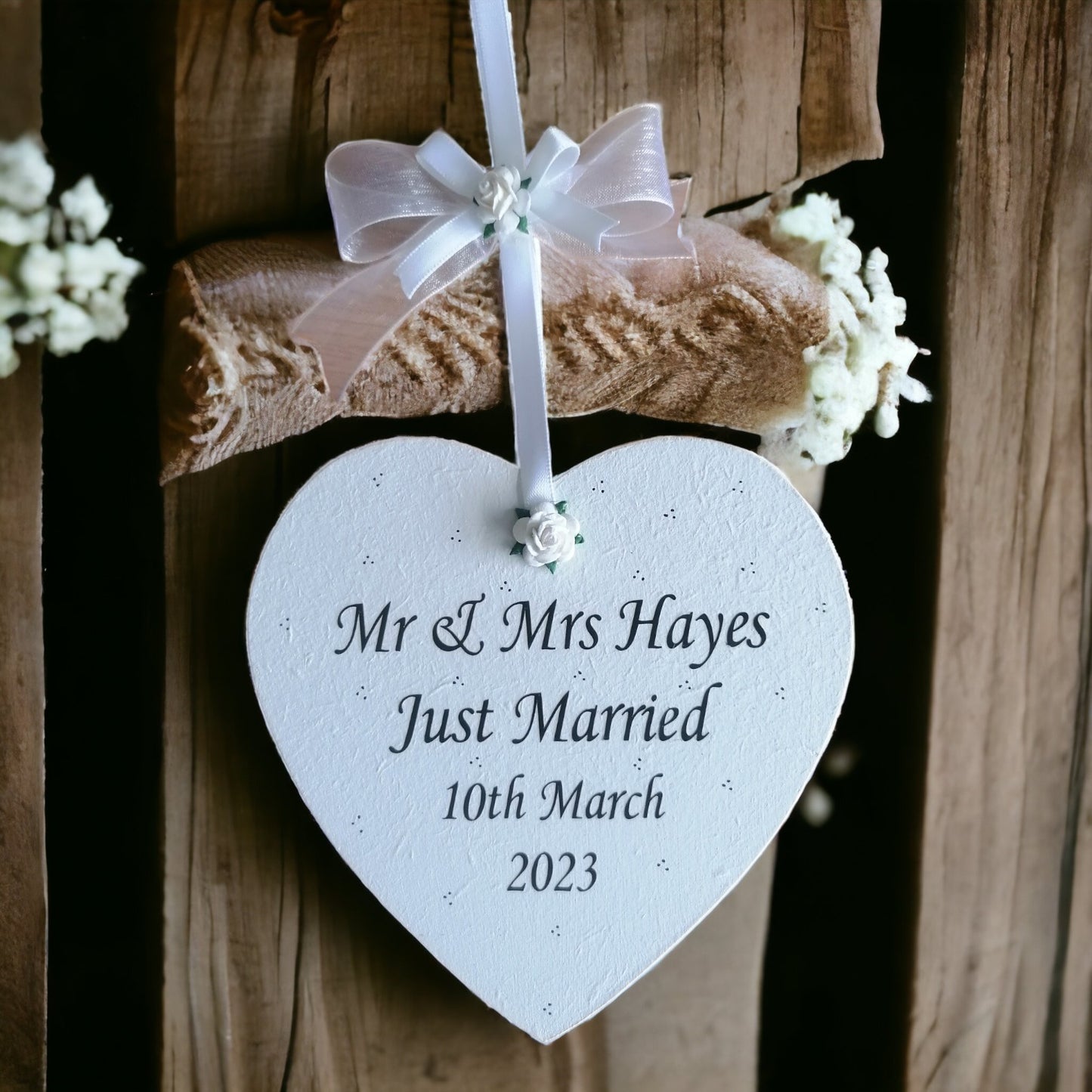 Personalised Wedding Keepsake Heart | Wooden Distressed Heart Gift