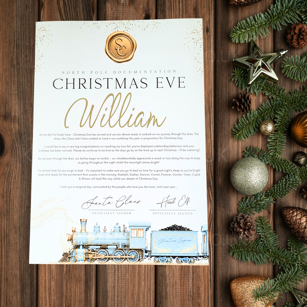 Personalised Nice List Certificate | North Pole Express Train