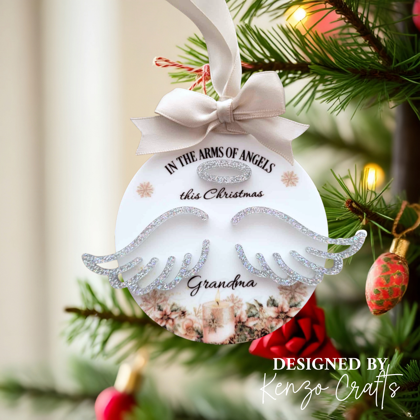 Personalised Memorial Hanging Decoration – Angel Wings Keepsake