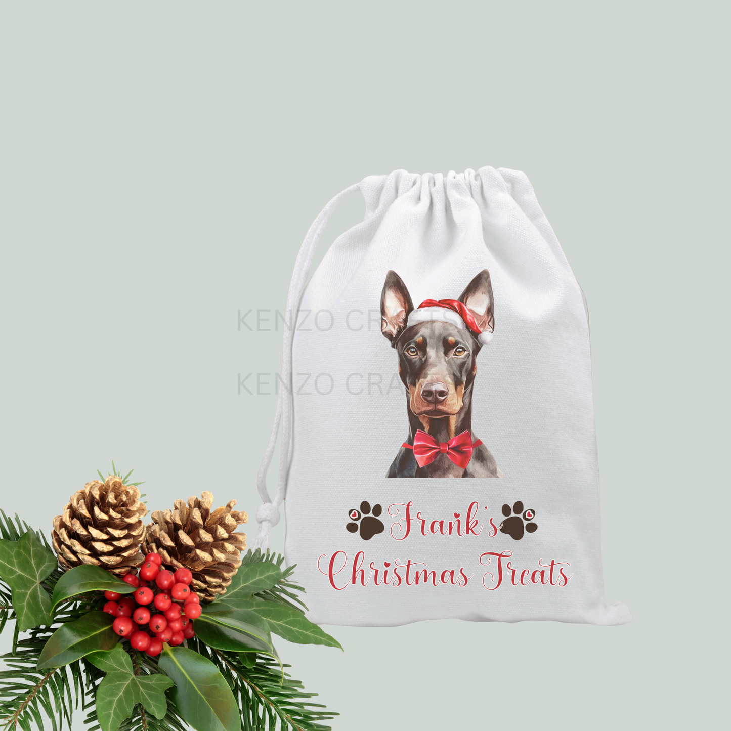 Personalised Dog Breed Christmas Treat Bag - 50+ Breeds Available