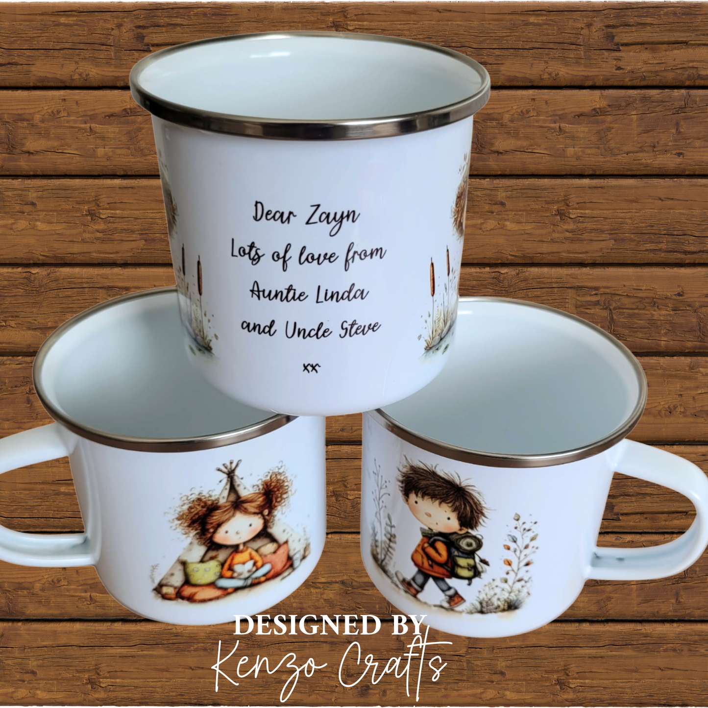 Personalised Kids Camping Mug – Enamel 11oz