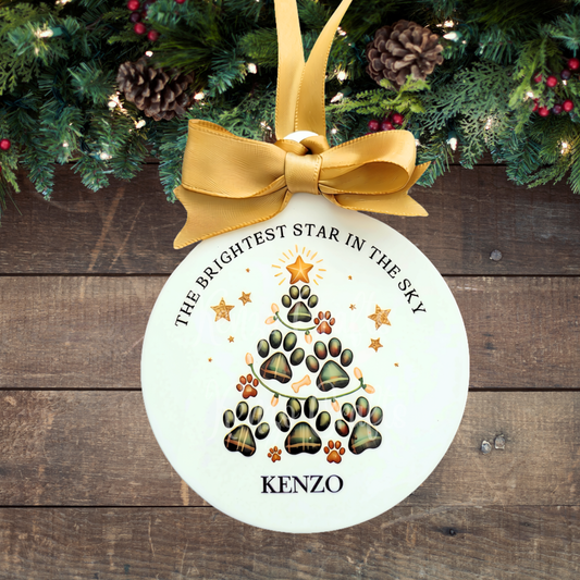 Pet Dog Memorial Personalised Festive Ornament