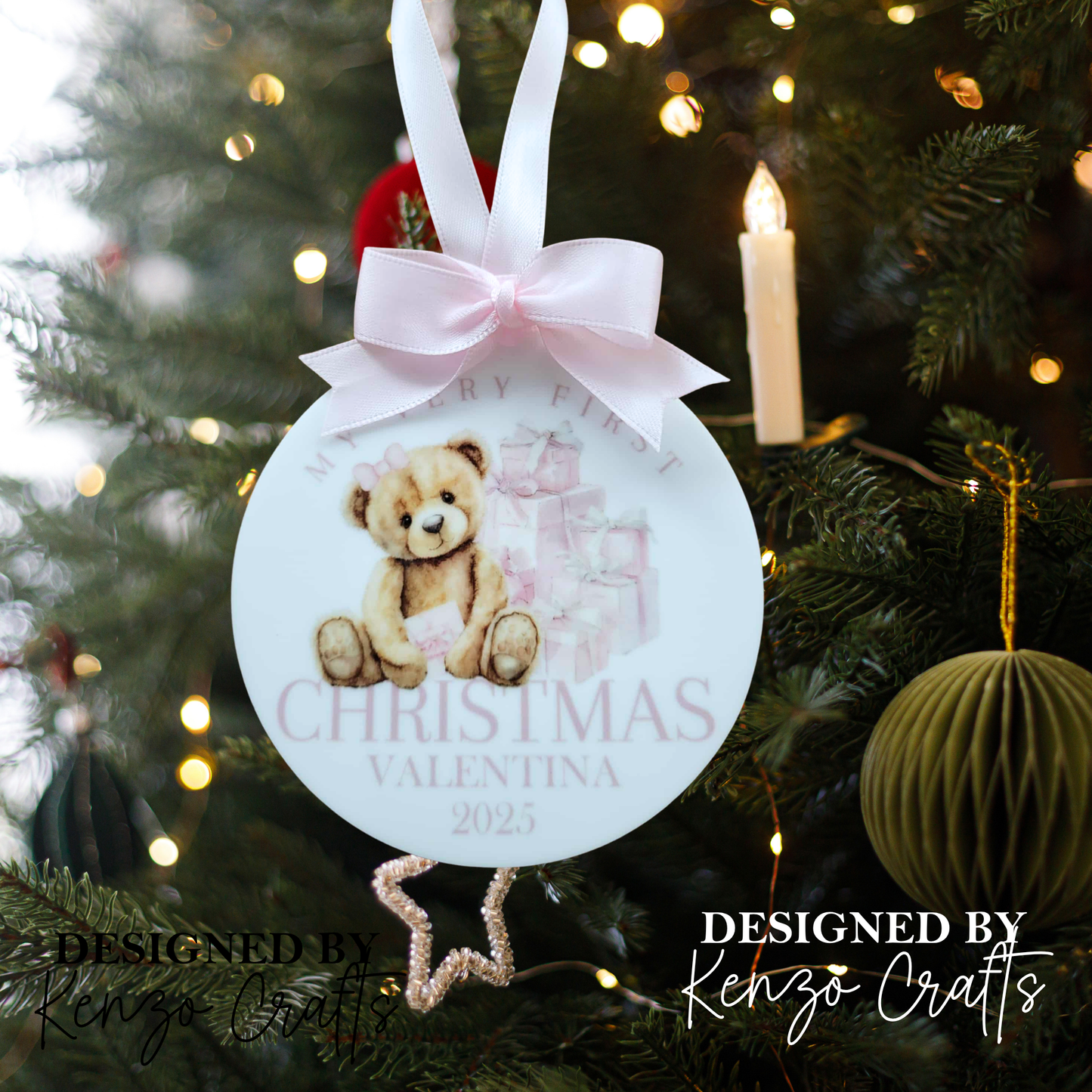 Personalised Baby's First Christmas Bear Tree Bauble