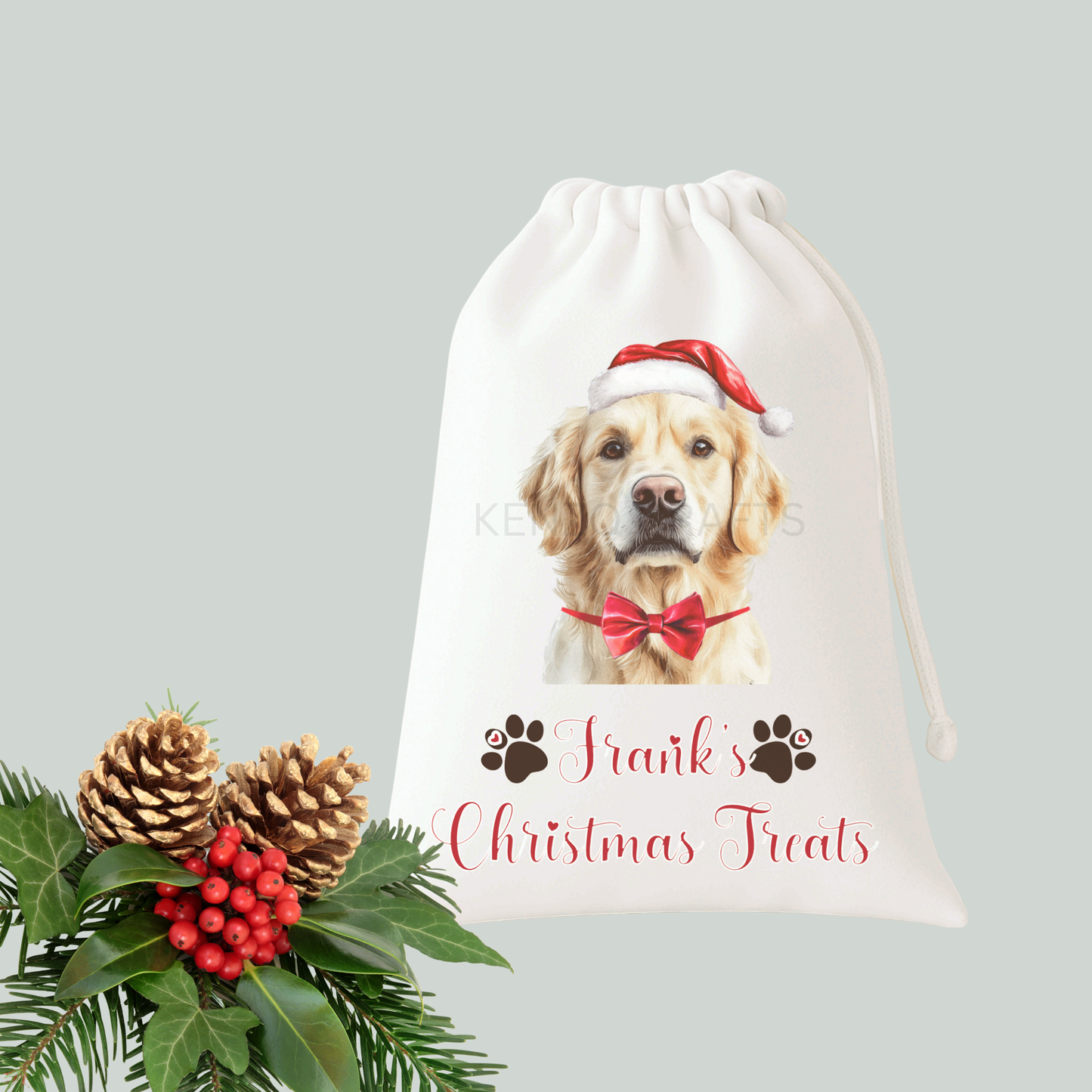 Personalised Dog Breed Christmas Treat Bag - 50+ Breeds Available
