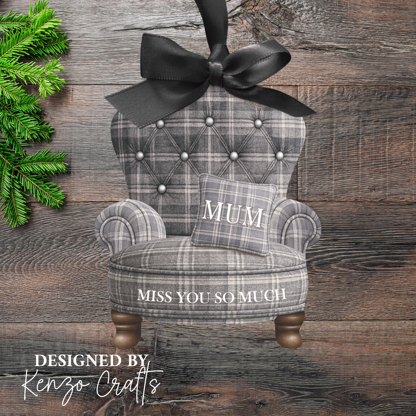 Personalised Christmas Photo Memorial Armchair Tree Decoration