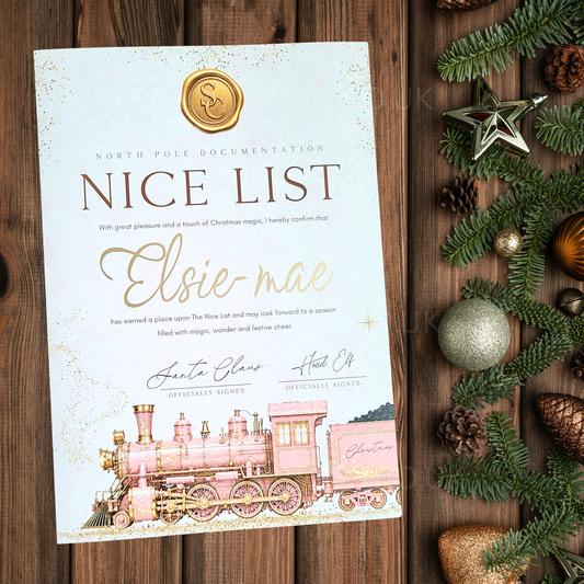 Personalised Nice List Certificate | North Pole Express Train