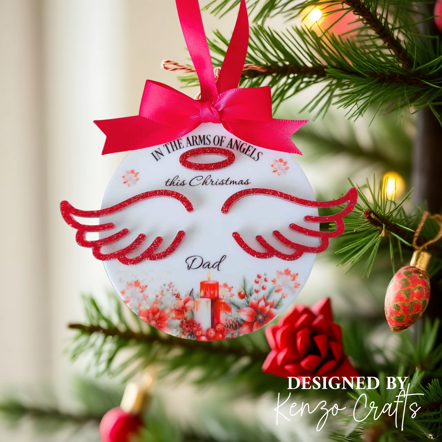 Personalised Memorial Hanging Decoration – Angel Wings Keepsake