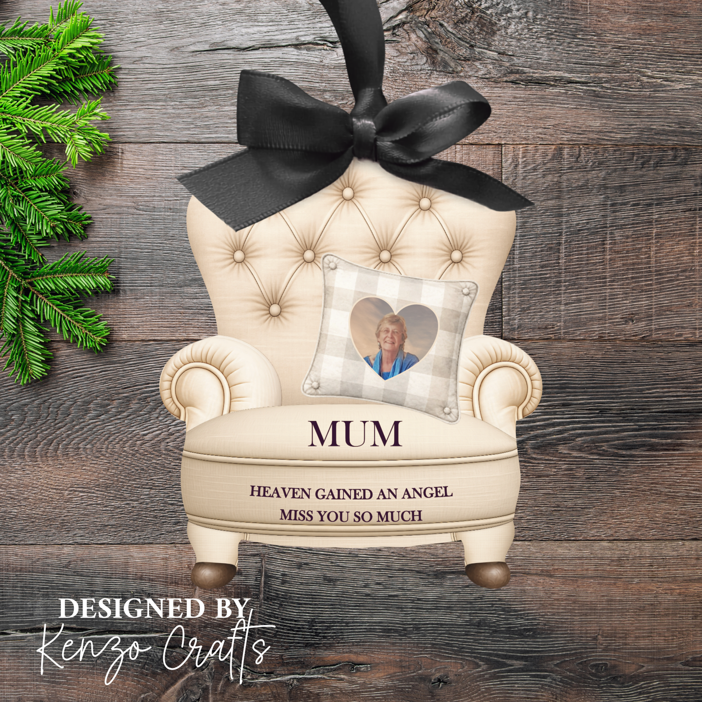 Personalised Christmas Photo Memorial Armchair Tree Decoration