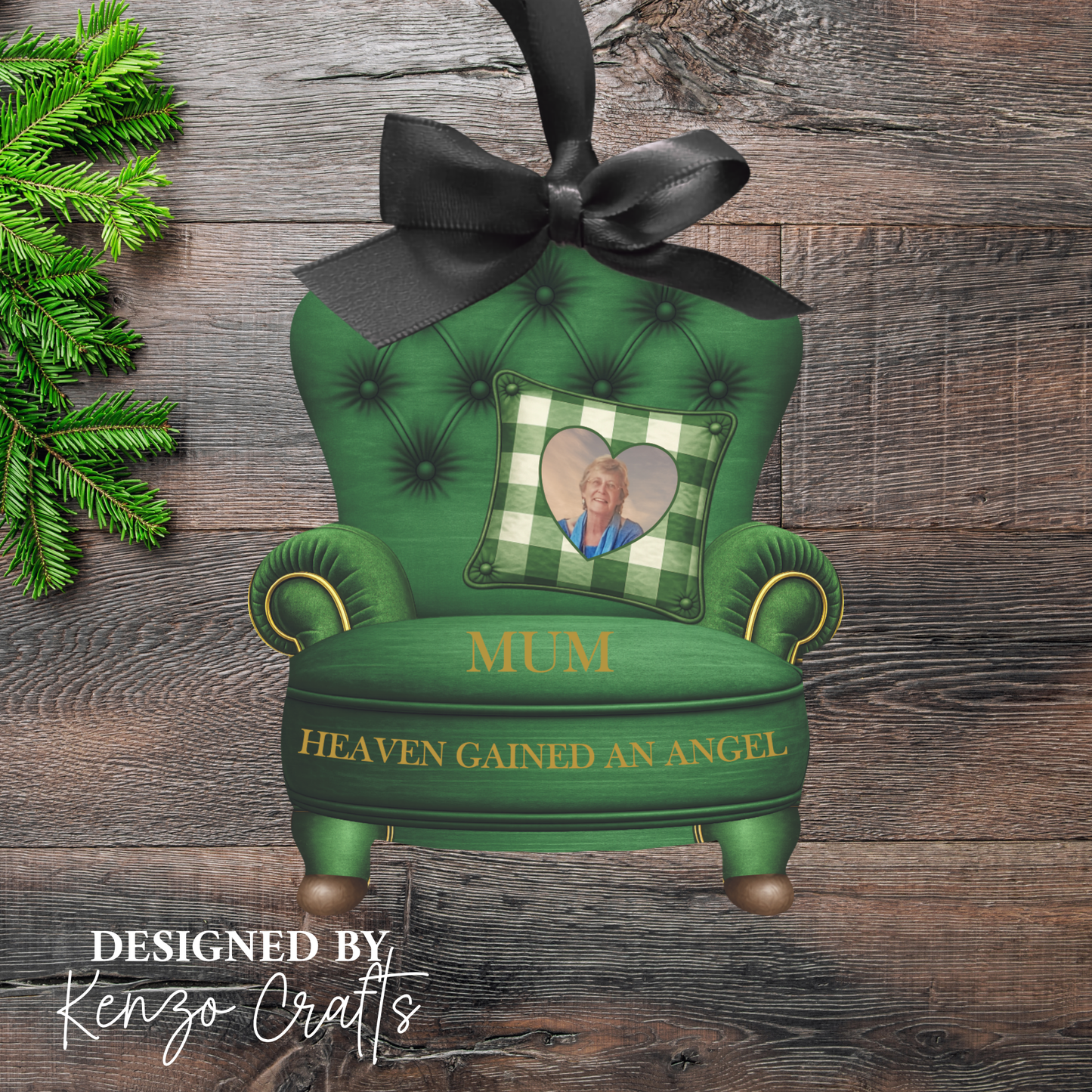 Personalised Christmas Photo Memorial Armchair Tree Decoration