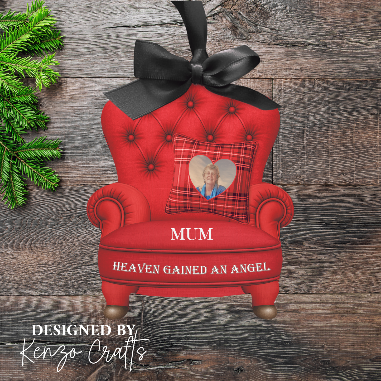 Personalised Christmas Photo Memorial Armchair Tree Decoration