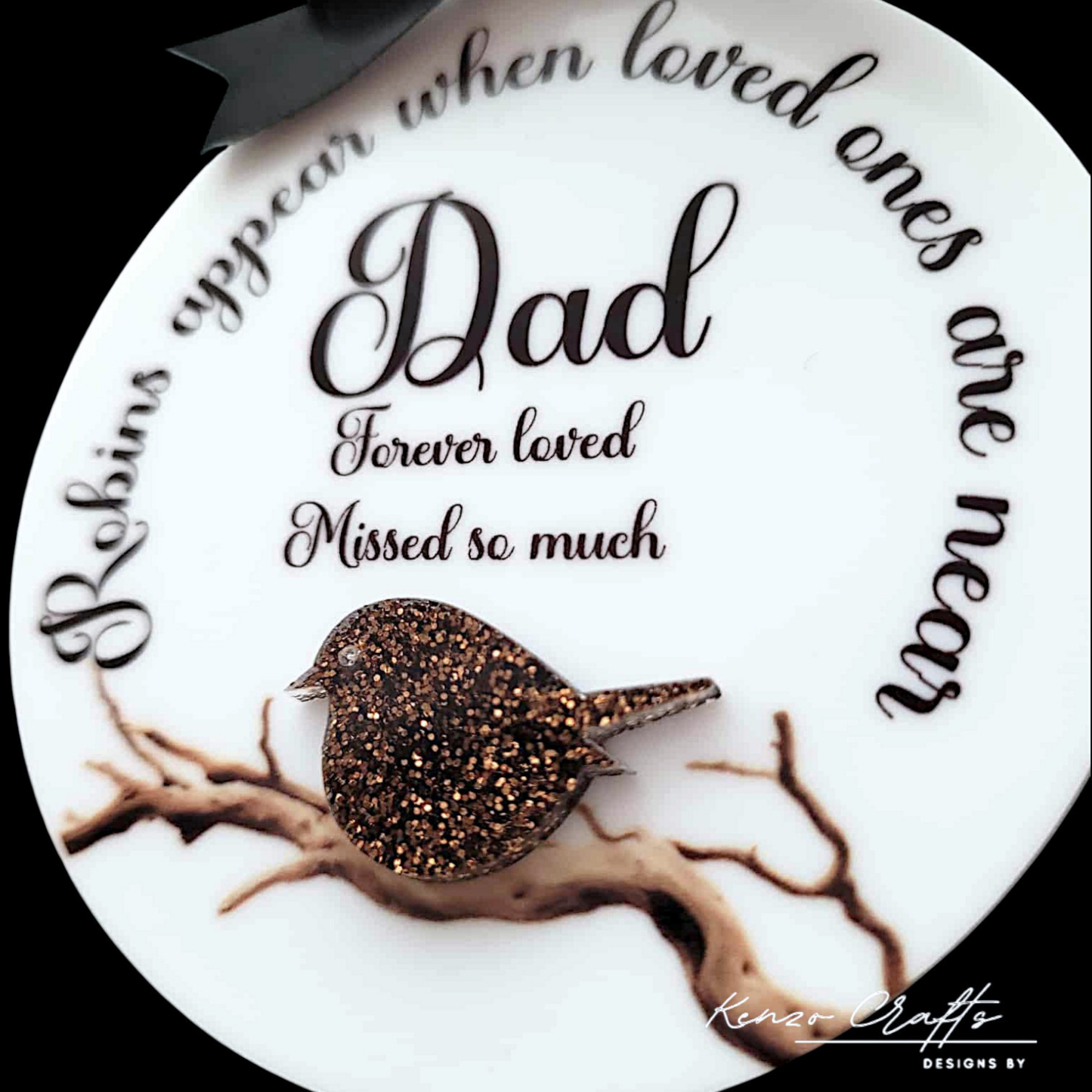 Personalised Memorial Robin Christmas Tree Bauble | Robins Appear