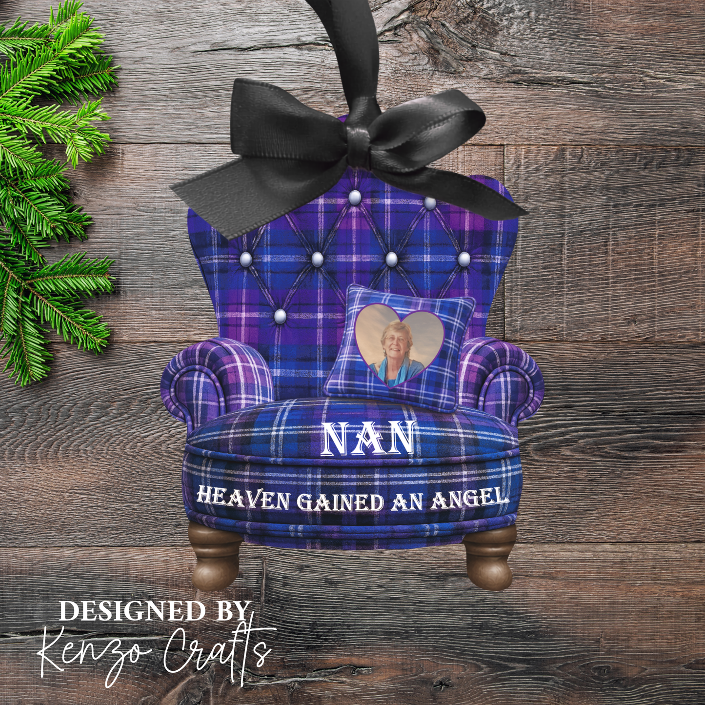 Personalised Christmas Photo Memorial Armchair Tree Decoration
