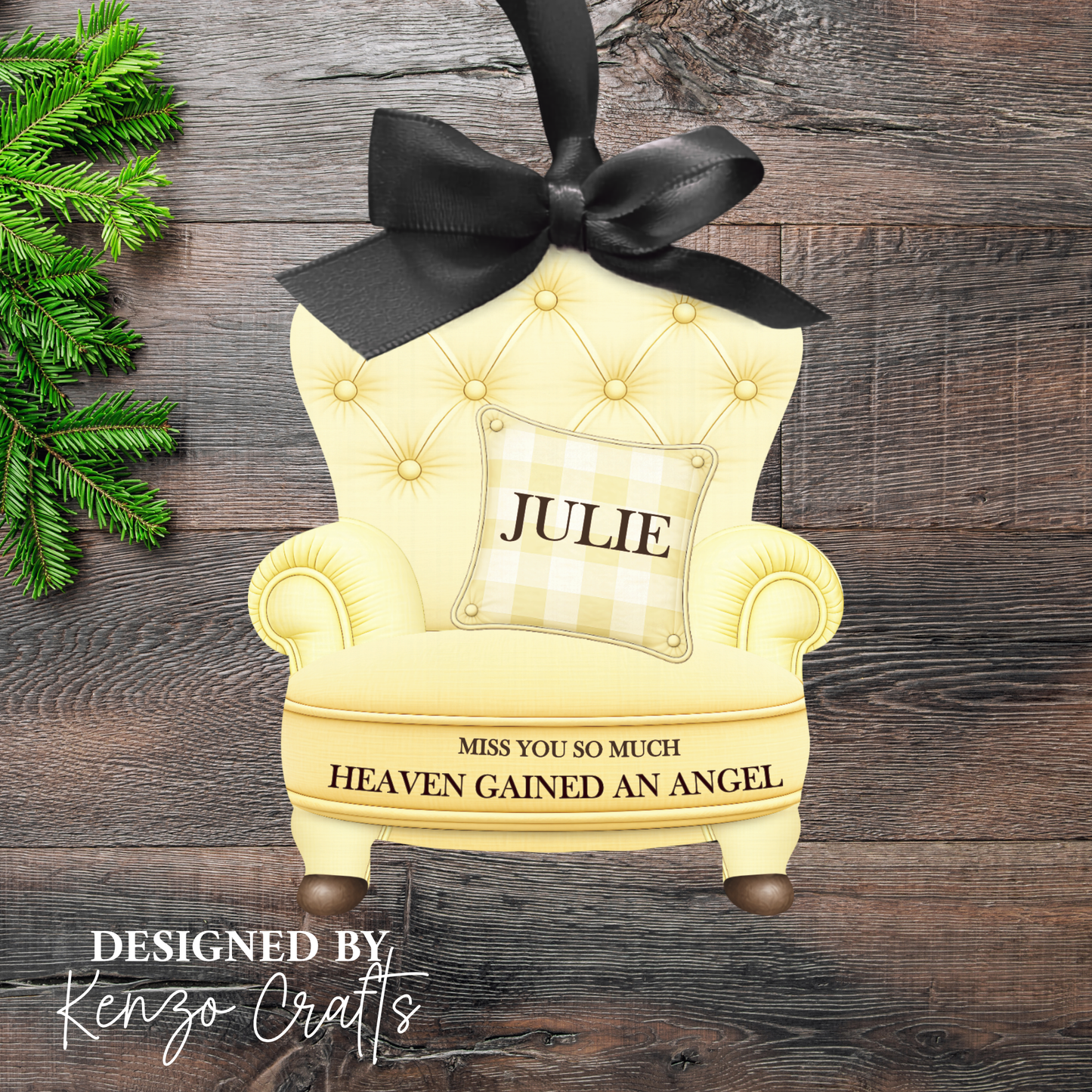 Personalised Christmas Photo Memorial Armchair Tree Decoration