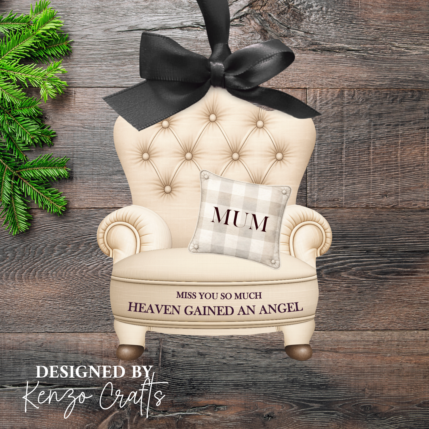 Personalised Christmas Photo Memorial Armchair Tree Decoration