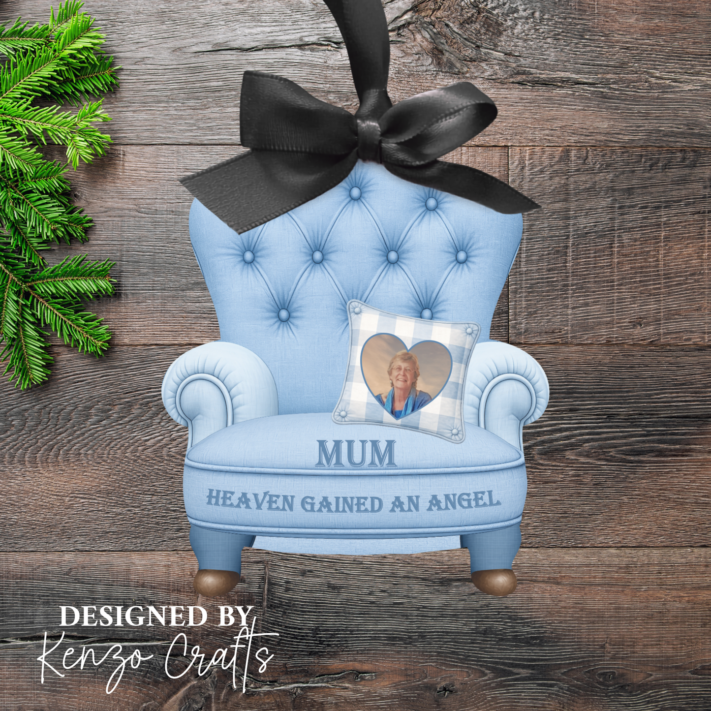 Personalised Christmas Photo Memorial Armchair Tree Decoration