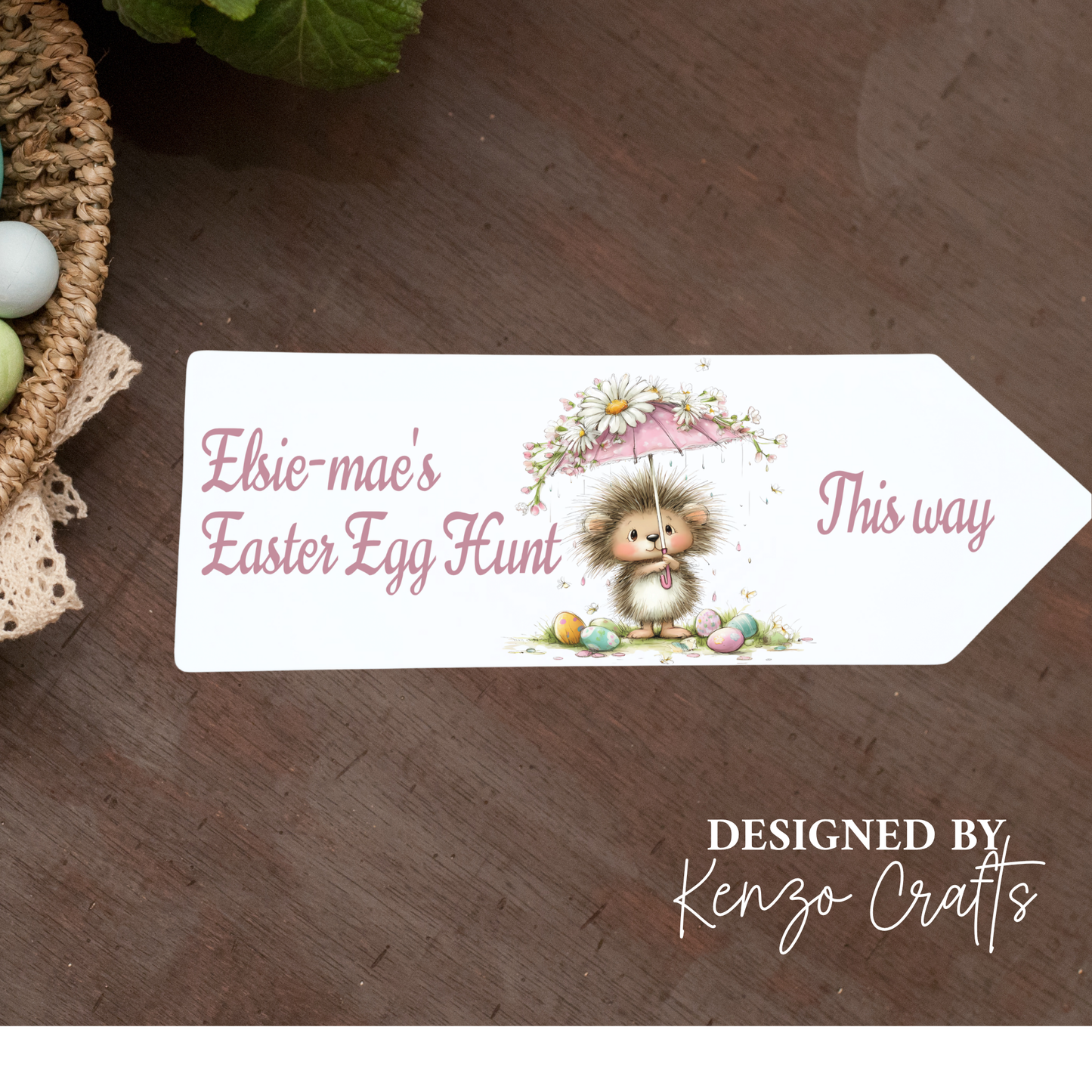Personalised Easter Egg Hunt Arrow Sign | Custom Wording | Aluminium