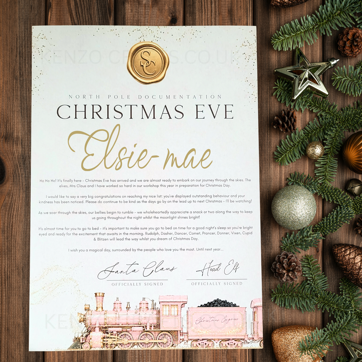 Personalised Nice List Certificate | North Pole Express Train