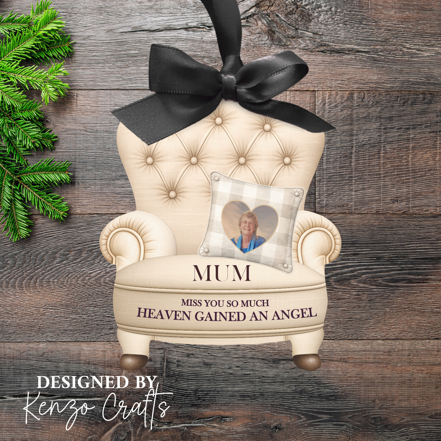 Personalised Christmas Photo Memorial Armchair Tree Decoration