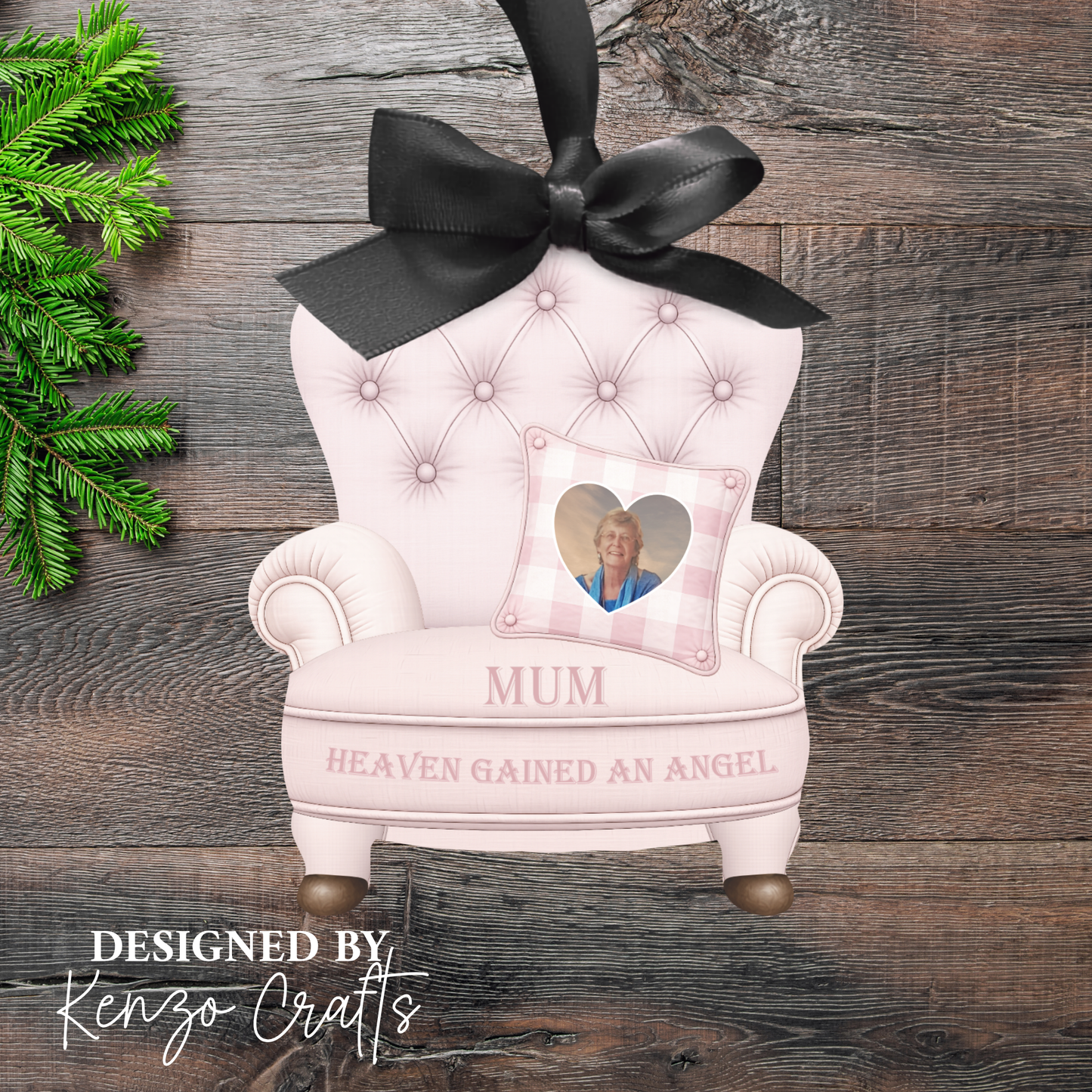 Personalised Christmas Photo Memorial Armchair Tree Decoration