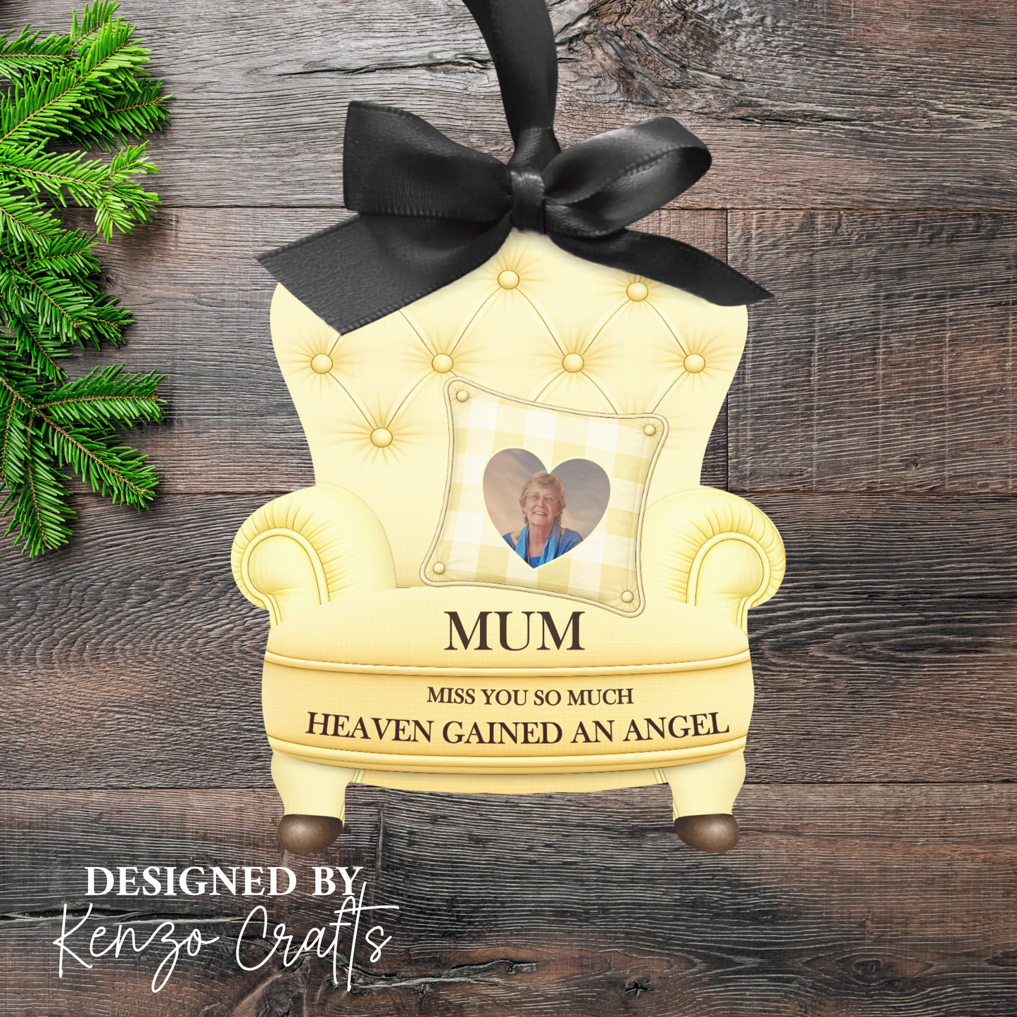 Personalised Christmas Photo Memorial Armchair Tree Decoration