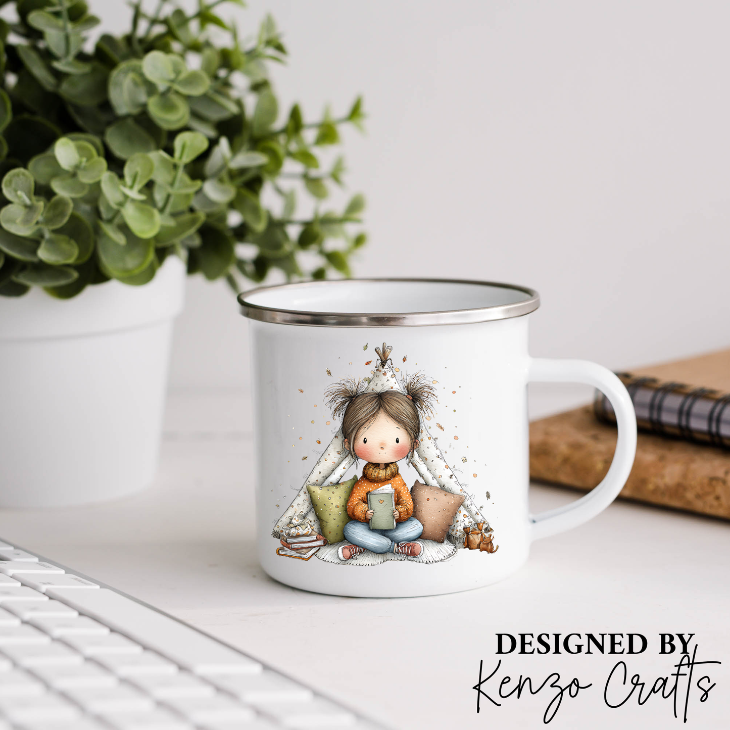 Personalised Kids Camping Mug – Enamel 11oz