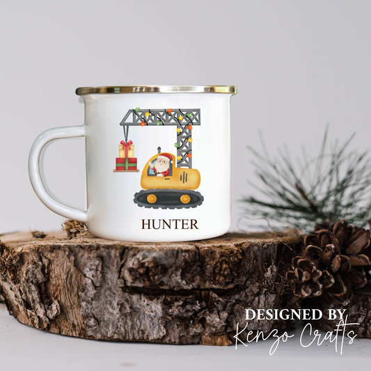Personalised Children's Christmas Santa Construction Mug