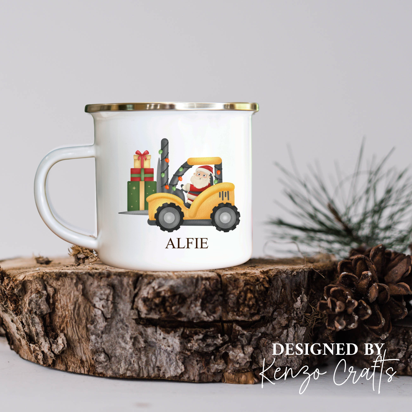 Personalised Children's Christmas Santa Construction Mug