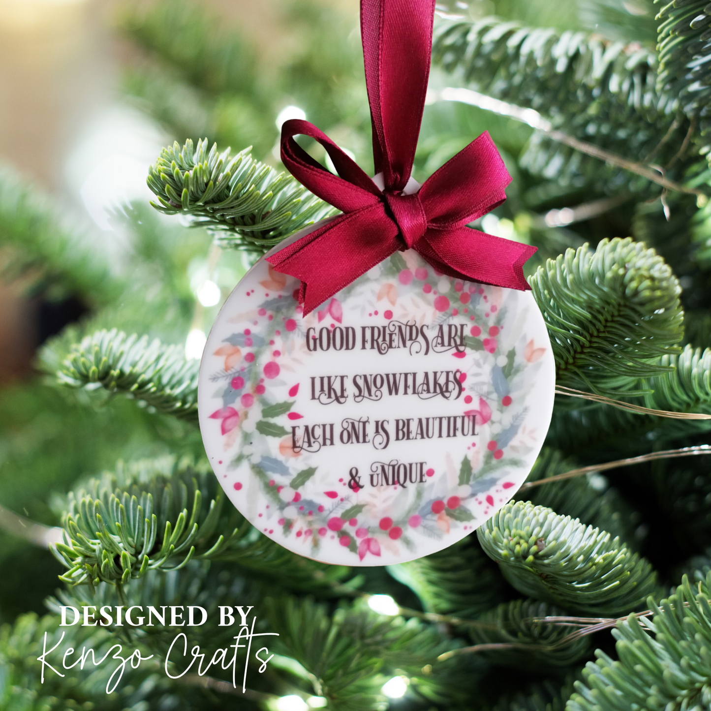 Personalised Friendship Christmas Bauble – Wreath Design Gift