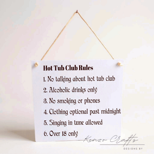 Personalised Hot Tub Rules Hanging Plaque