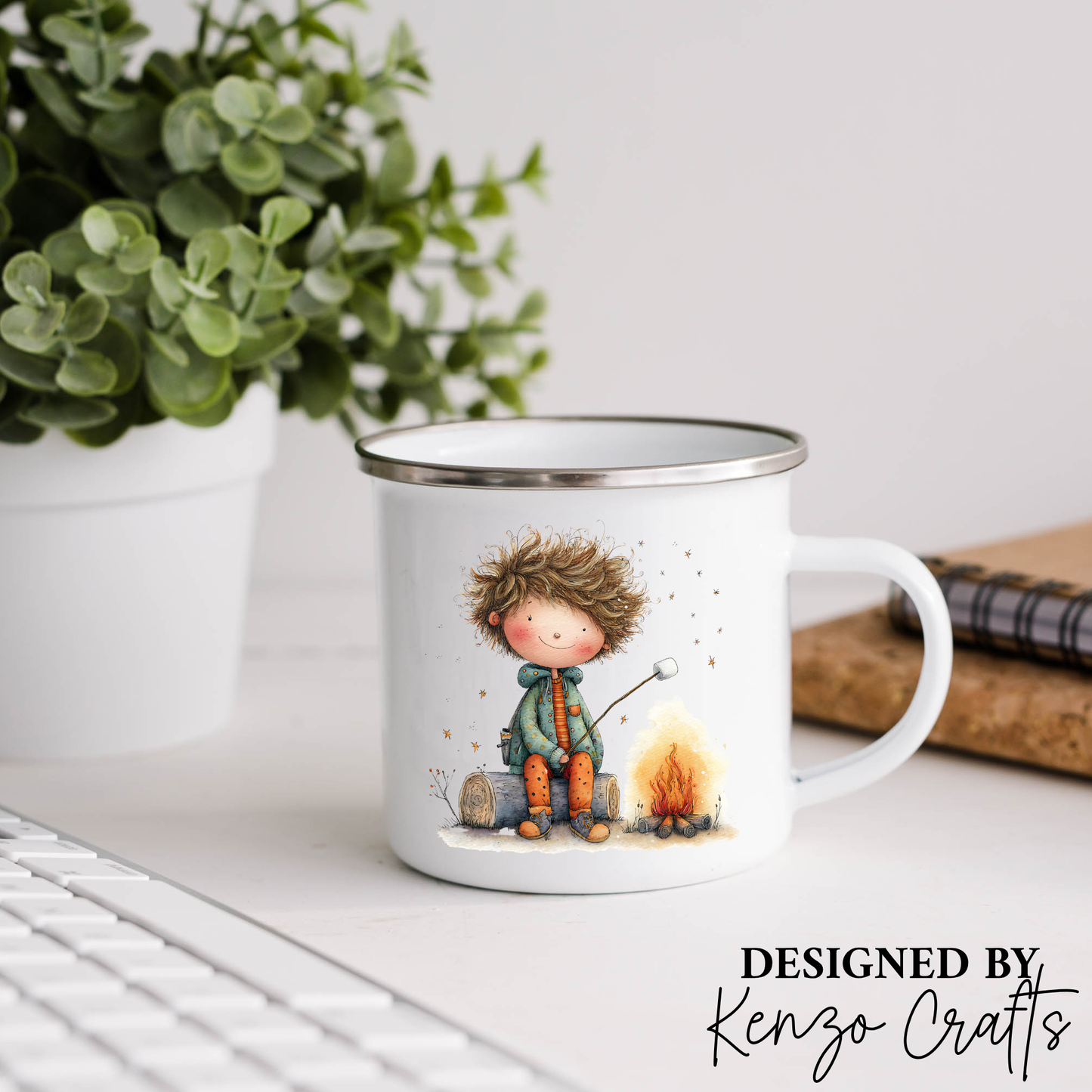 Personalised Kids Camping Mug – Enamel 11oz