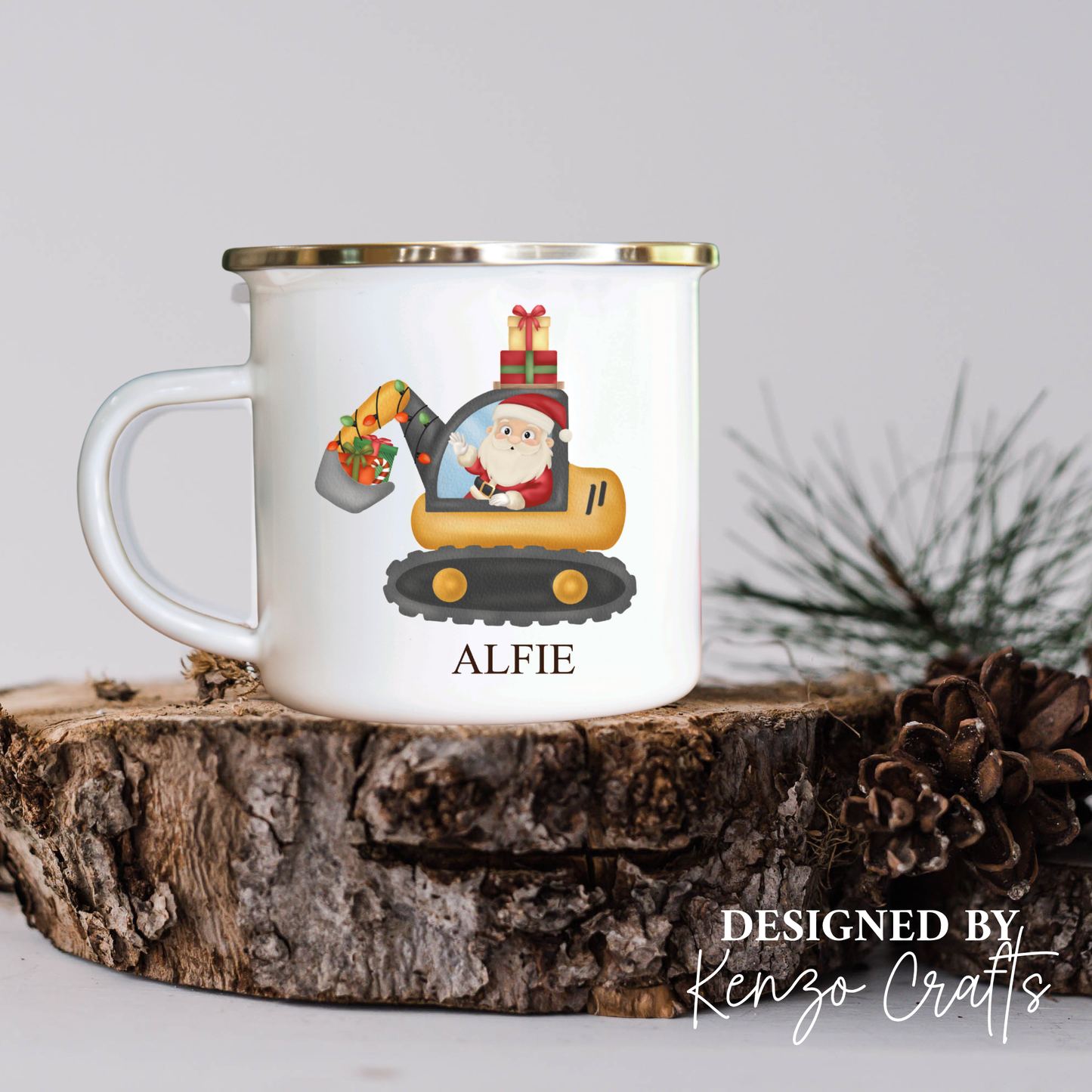 Personalised Children's Christmas Santa Construction Mug