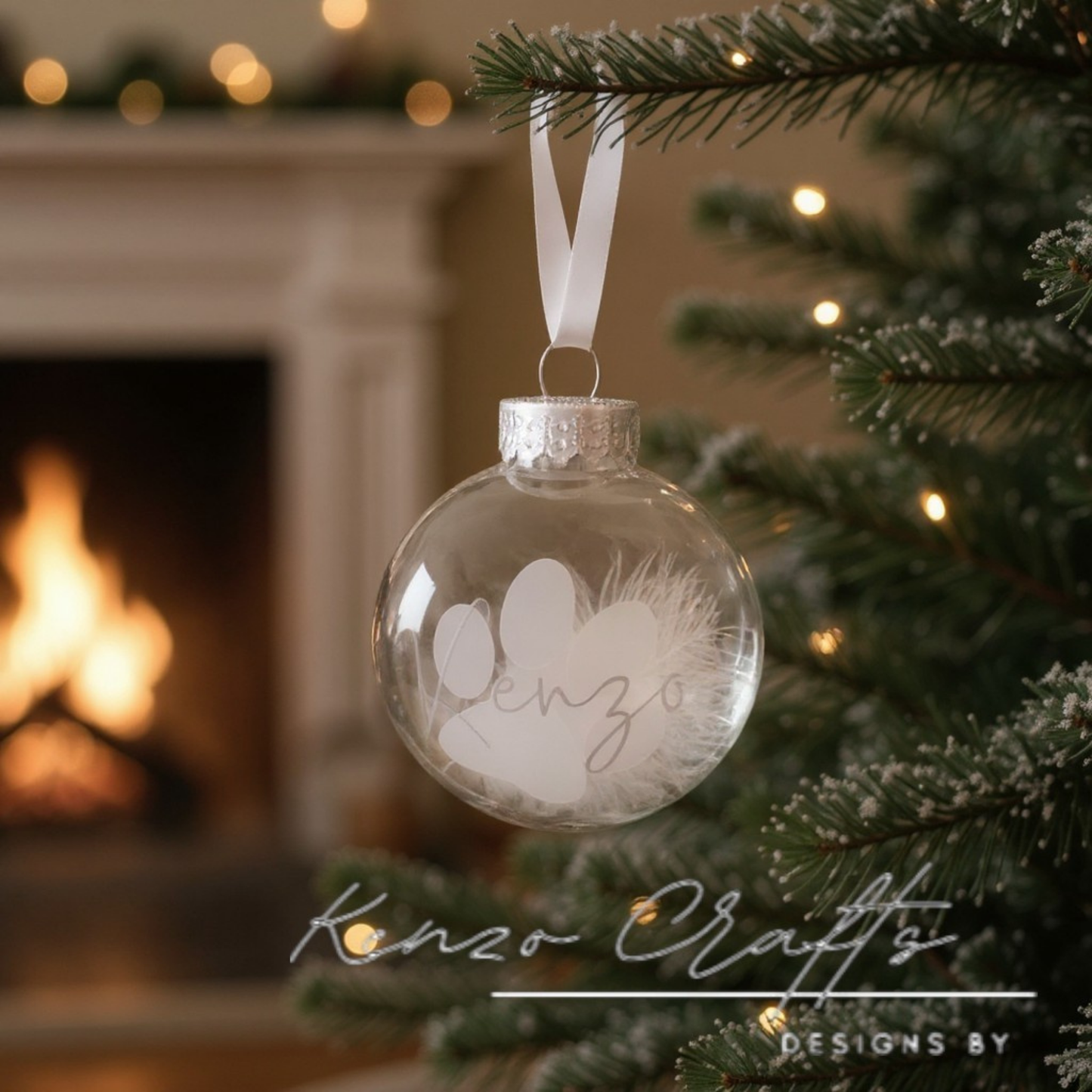 Christmas Feather Personalised Bauble – Pet Loss Memorial