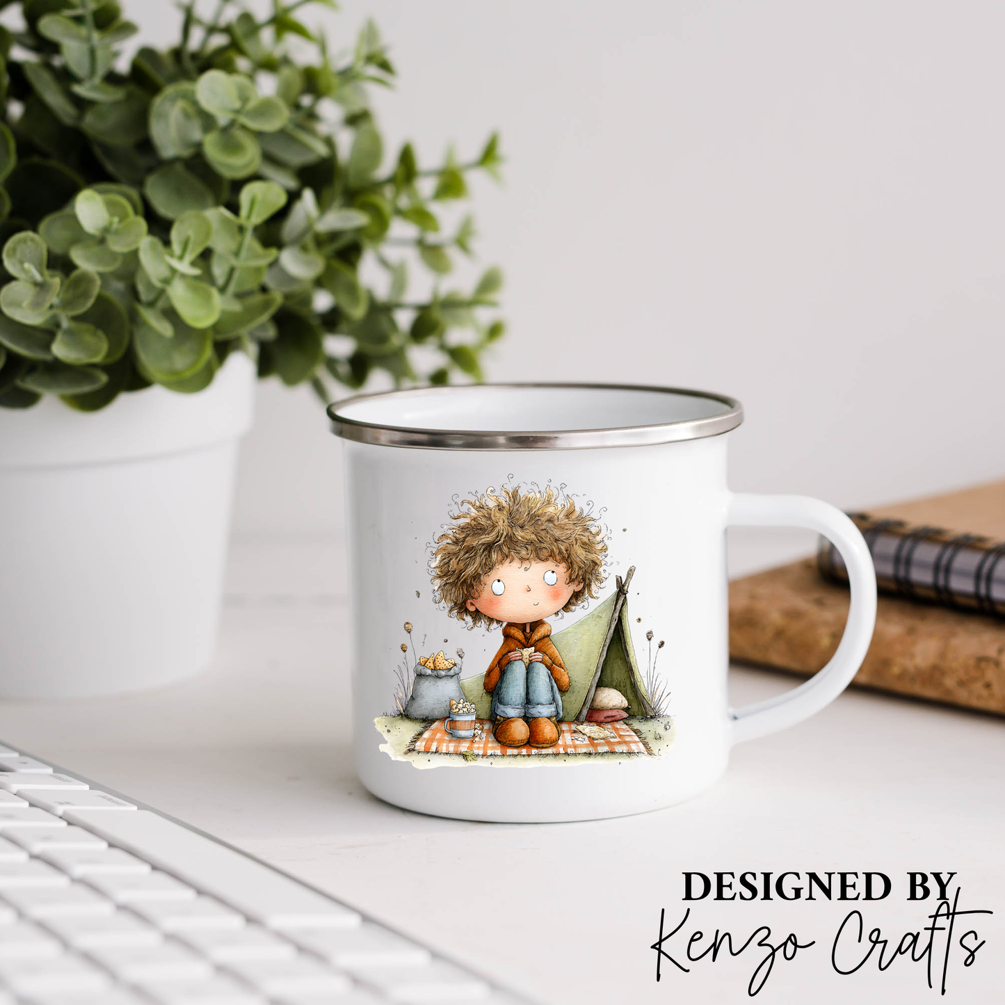 Personalised Kids Camping Mug – Enamel 11oz