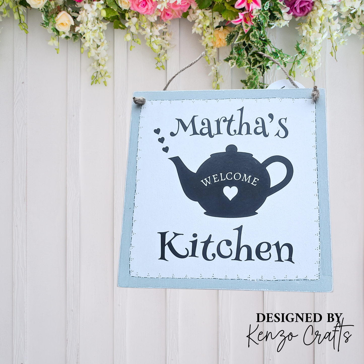 Personalised Wooden Kitchen Plaque - Custom Name Sign | Kenzo Crafts