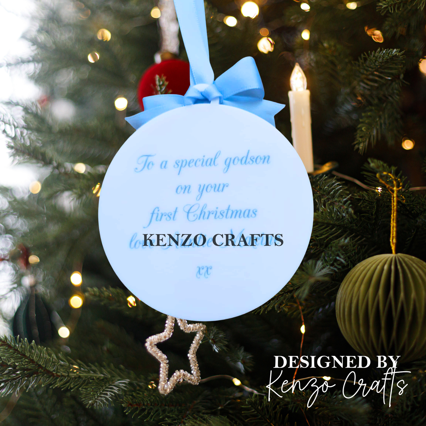 Personalised Baby's First Christmas Rabbit Tree Bauble