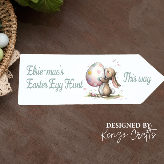 Personalised Easter Egg Hunt Arrow Sign | Custom Wording | Aluminium