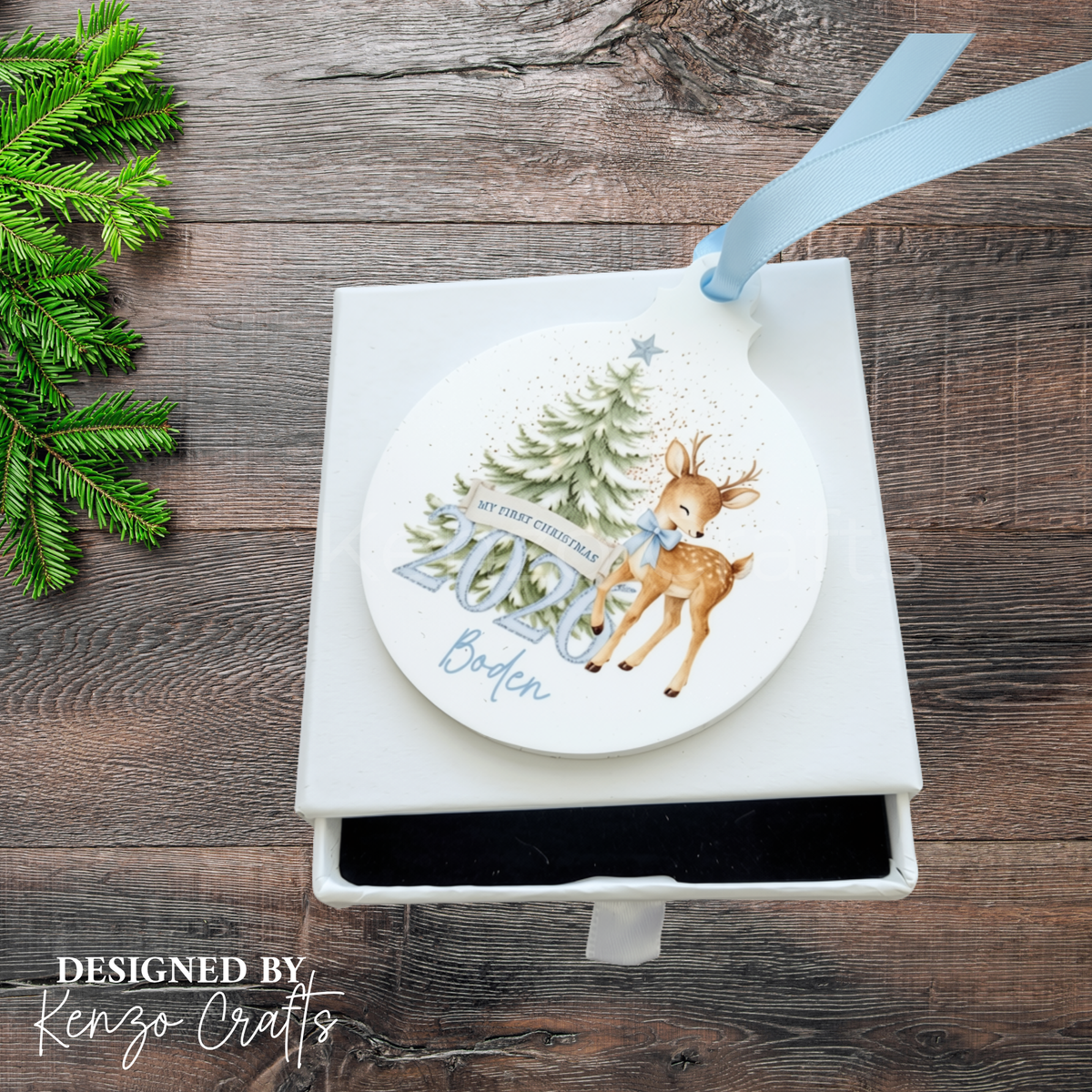 Personalised Baby’s 1st Christmas Deer Bauble 2026 Keepsake