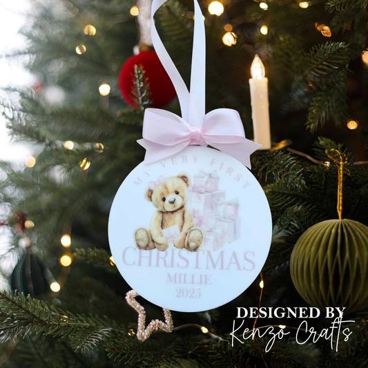 Personalised Baby's First Christmas Bear Tree Bauble