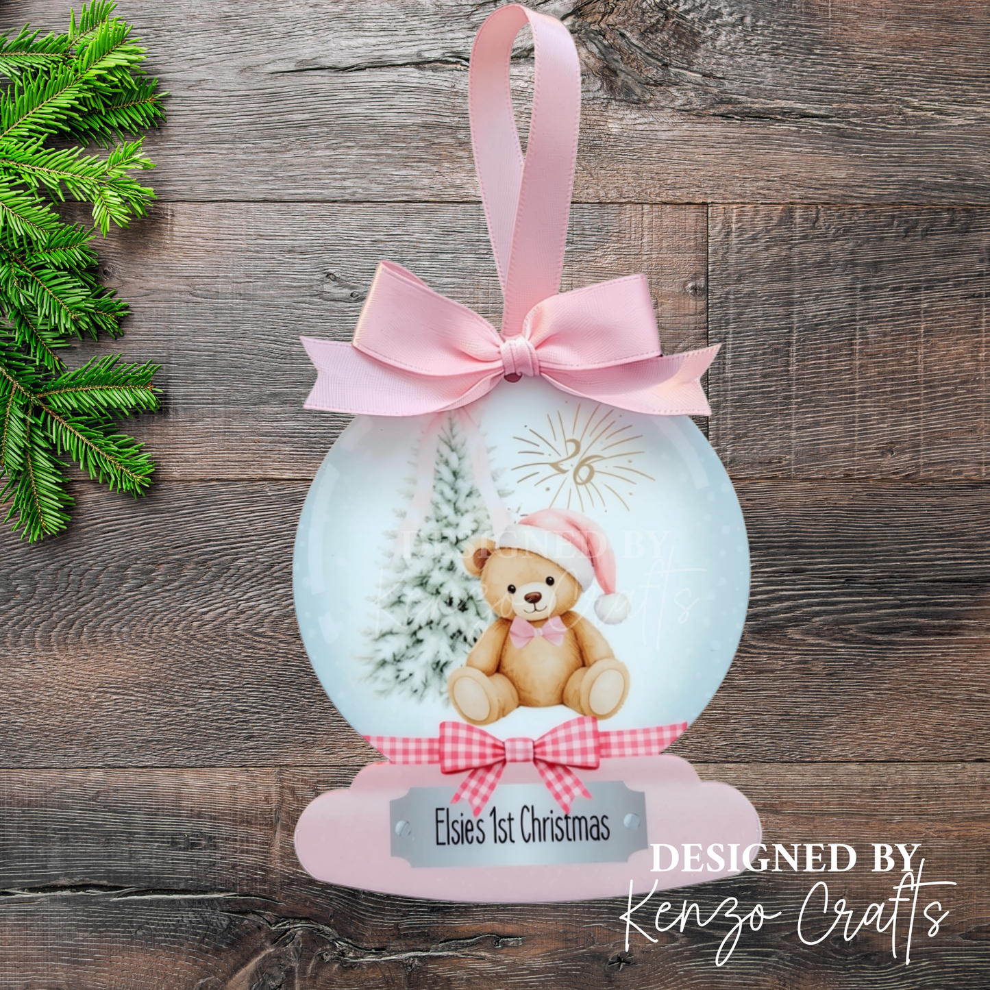 Personalised Baby's First Christmas Ornament Snow Globe Bauble