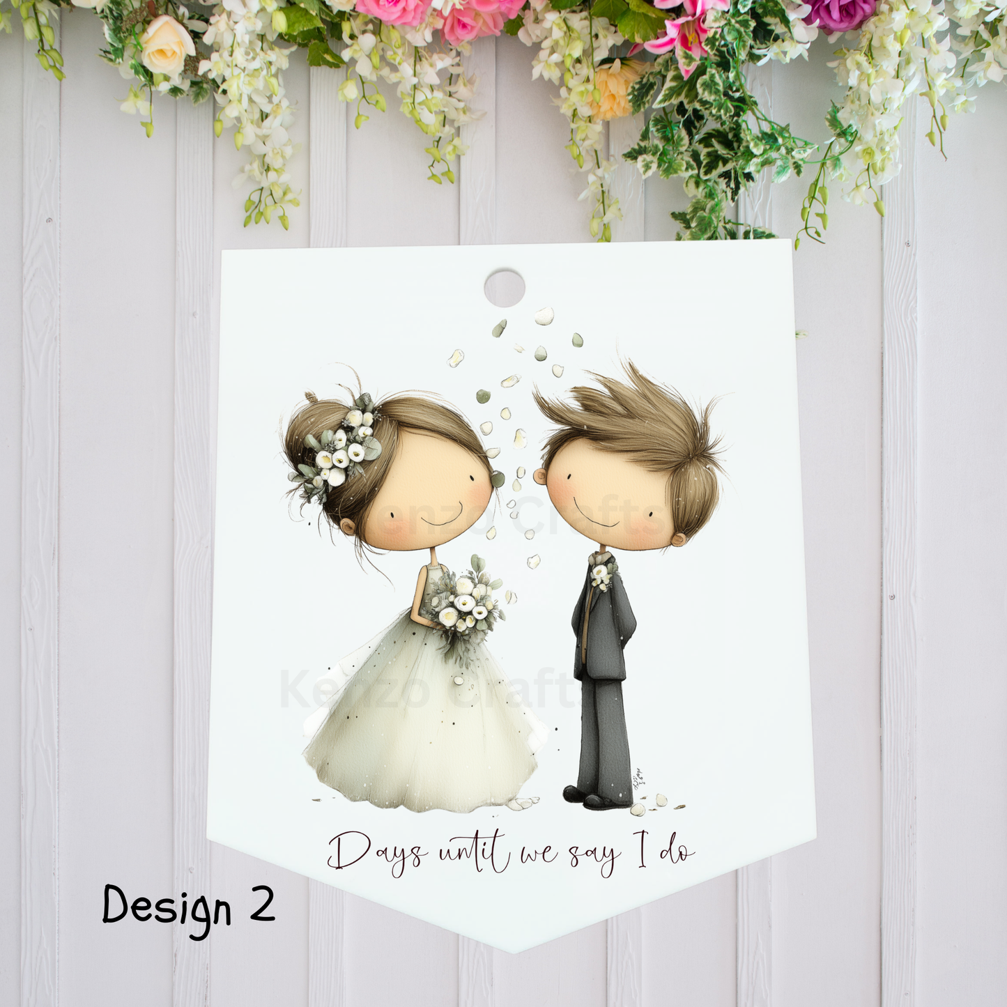 Acrylic Wedding Countdown Pennant | Write & Wipe Countdown Sign