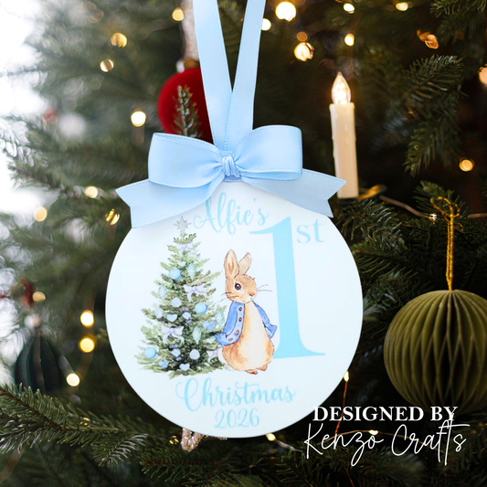 Personalised Baby's First Christmas Rabbit Bauble – Keepsake Decoration