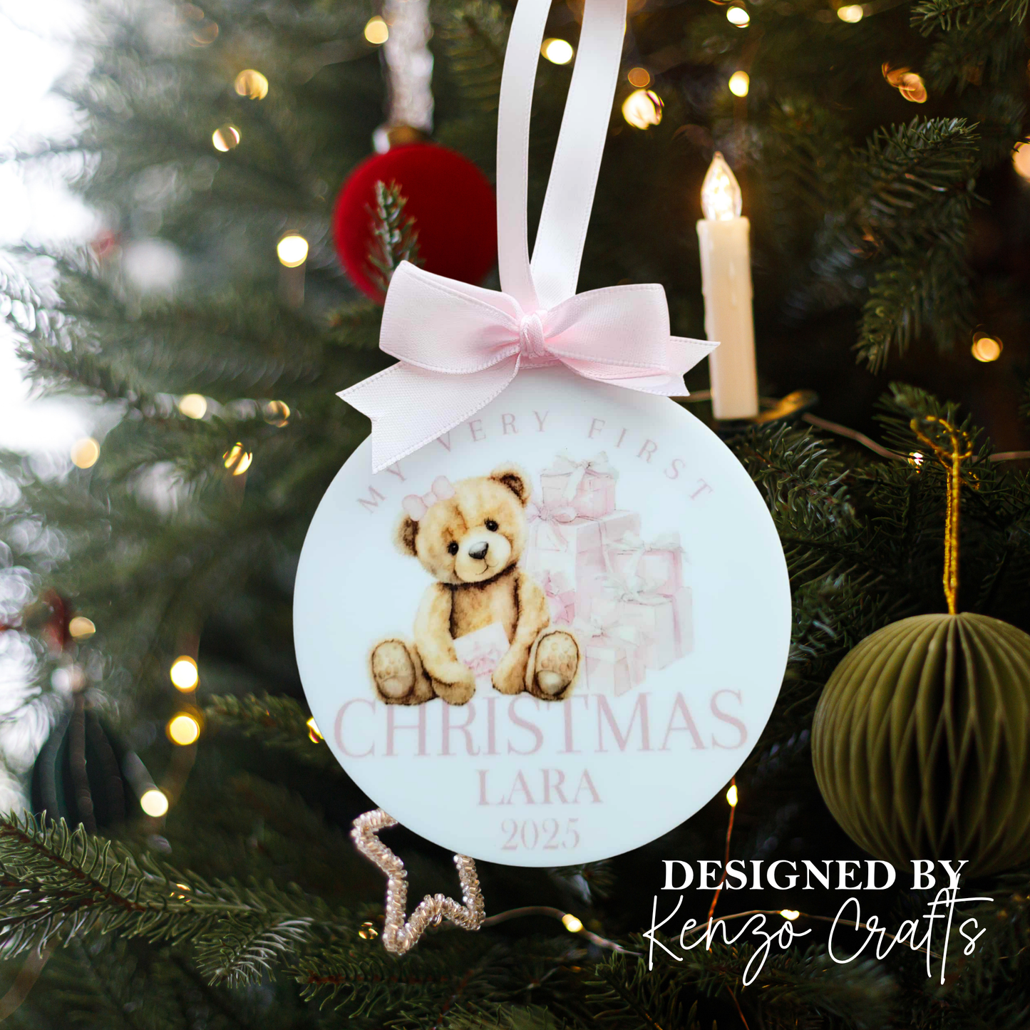 Personalised Baby's First Christmas Bear Tree Bauble