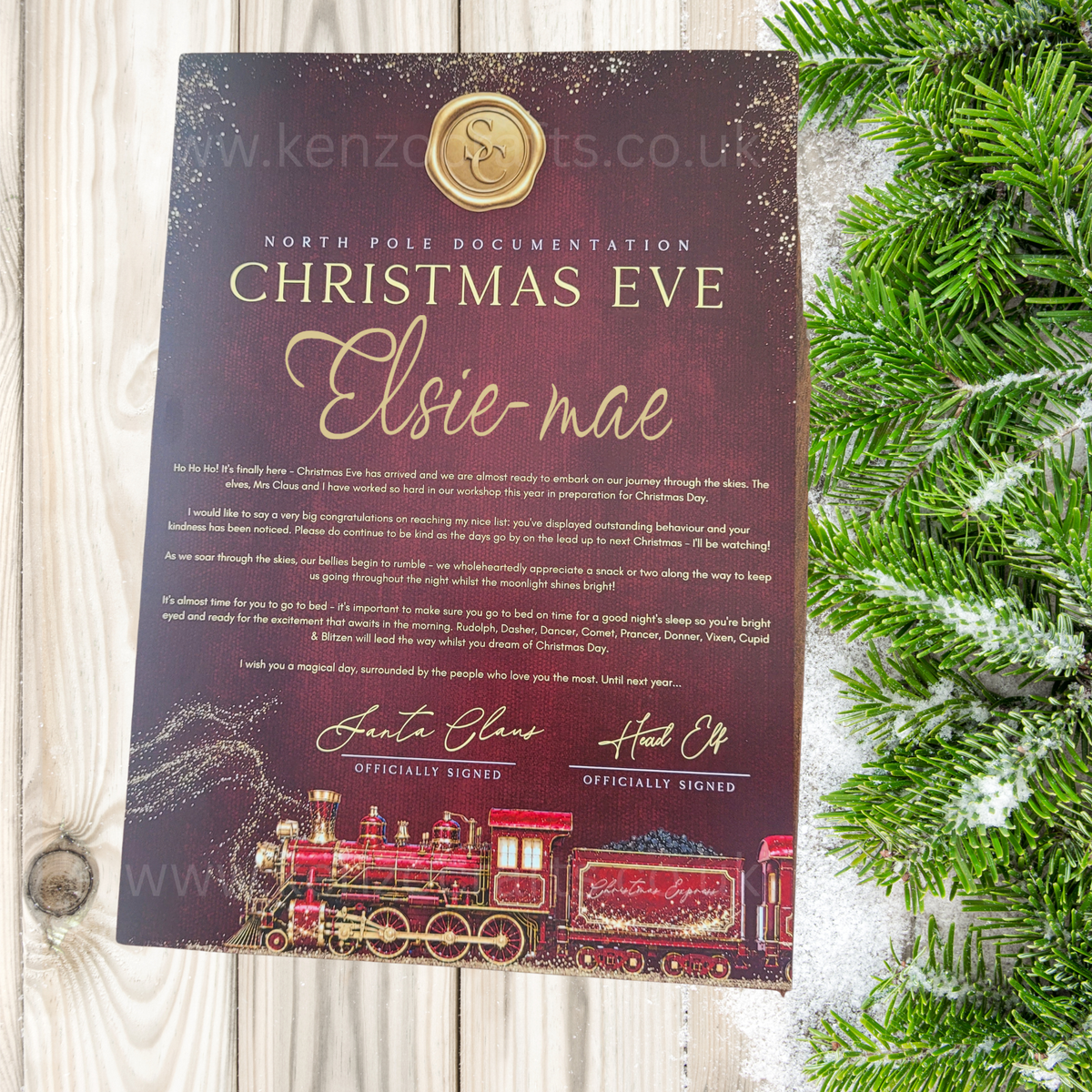 Personalised Nice List Certificate | North Pole Express Train | Red and Blue
